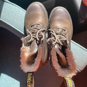 Dr. Martens 1460 Serena Faux Fur Lined Lace Up Boots Tobacco color